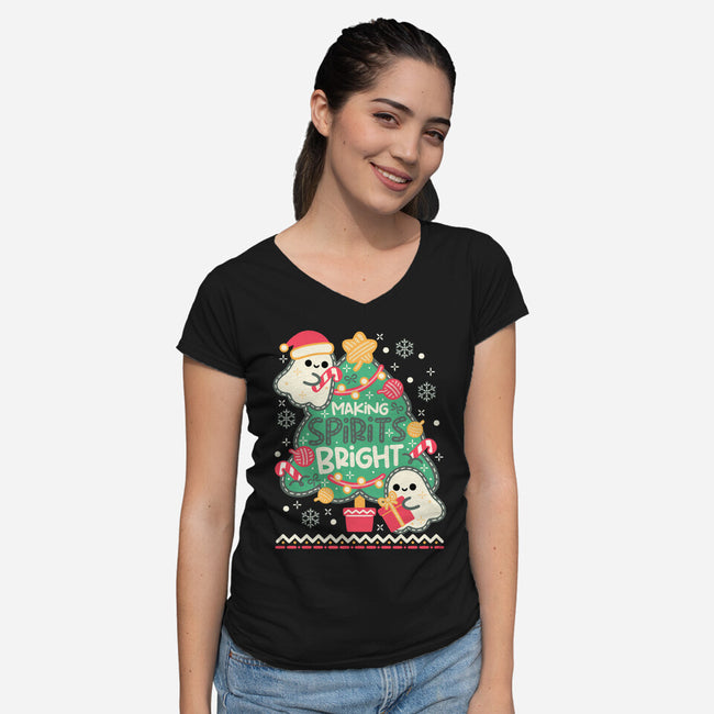 Making Cute Spirits Bright-Womens-V-Neck-Tee-NemiMakeit