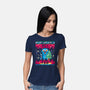 KPop Christmas-Womens-Basic-Tee-rocketman_art