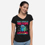KPop Christmas-Womens-V-Neck-Tee-rocketman_art