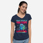 KPop Christmas-Womens-V-Neck-Tee-rocketman_art