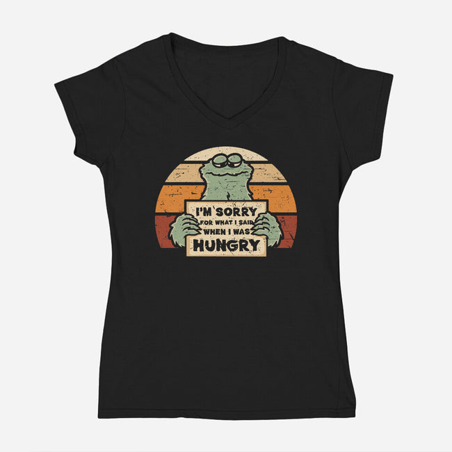 Hangry Monster-Womens-V-Neck-Tee-retrodivision