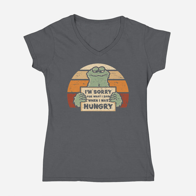 Hangry Monster-Womens-V-Neck-Tee-retrodivision