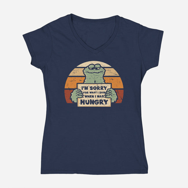 Hangry Monster-Womens-V-Neck-Tee-retrodivision