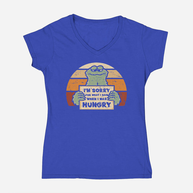 Hangry Monster-Womens-V-Neck-Tee-retrodivision