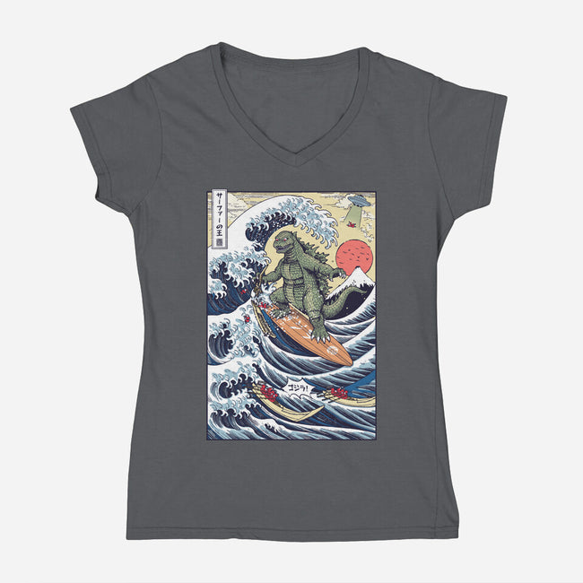 King Of Surfers-Womens-V-Neck-Tee-Arinesart
