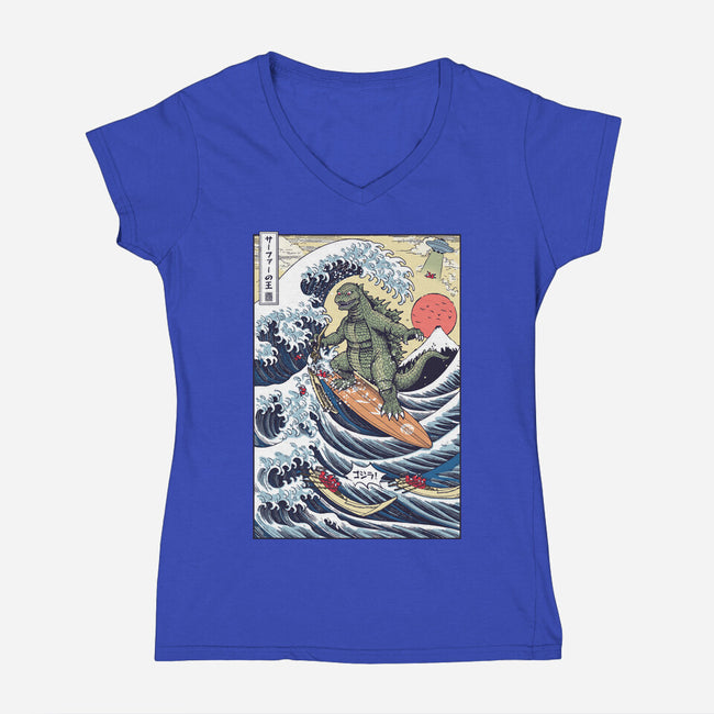 King Of Surfers-Womens-V-Neck-Tee-Arinesart