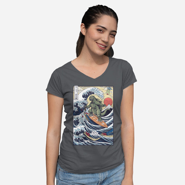 King Of Surfers-Womens-V-Neck-Tee-Arinesart