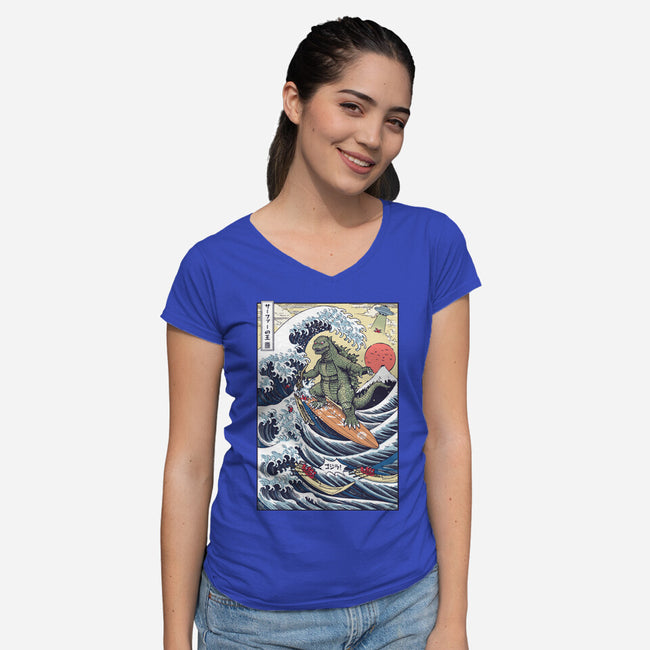 King Of Surfers-Womens-V-Neck-Tee-Arinesart
