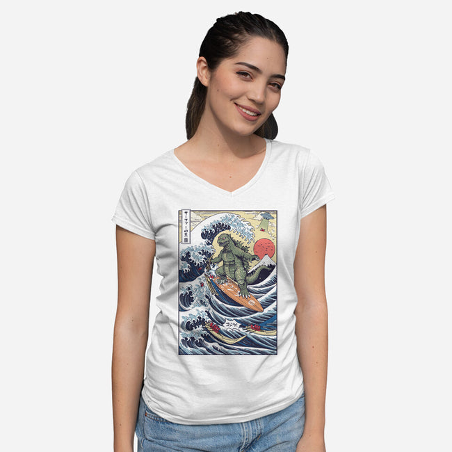King Of Surfers-Womens-V-Neck-Tee-Arinesart