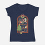 Holiday Cats-Womens-V-Neck-Tee-koalastudio