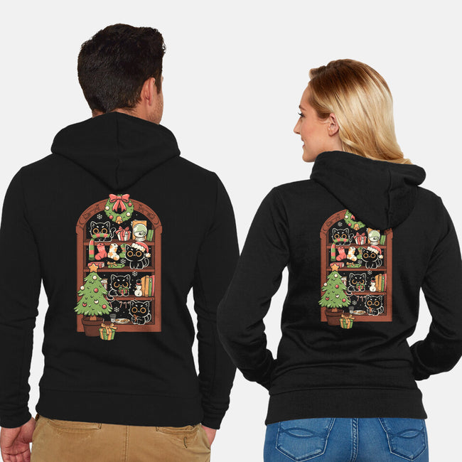 Holiday Cats-Unisex-Zip-Up-Sweatshirt-koalastudio