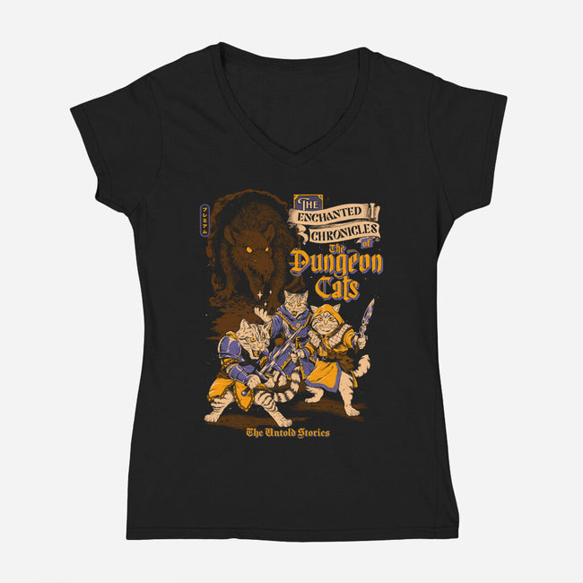 Dungeon Cats-Womens-V-Neck-Tee-Hafaell