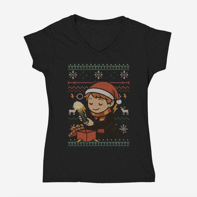 A Shiny Gift-Womens-V-Neck-Tee-fanfabio