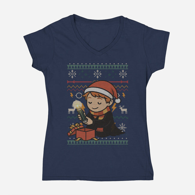 A Shiny Gift-Womens-V-Neck-Tee-fanfabio