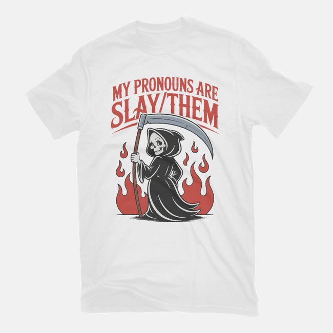 My Pronouns Are Slay Them-Womens-Fitted-Tee-RoboMega