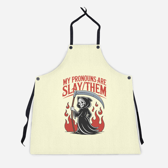 My Pronouns Are Slay Them-Unisex-Kitchen-Apron-RoboMega