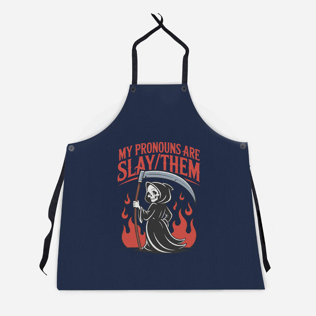 My Pronouns Are Slay Them-Unisex-Kitchen-Apron-RoboMega