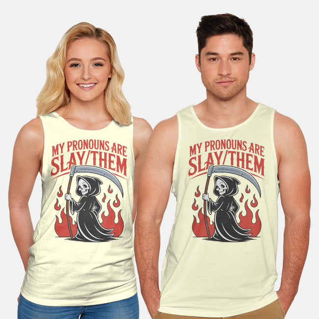 My Pronouns Are Slay Them-Unisex-Basic-Tank-RoboMega
