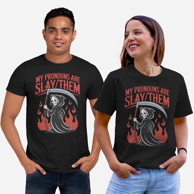 My Pronouns Are Slay Them-Unisex-Basic-Tee-RoboMega