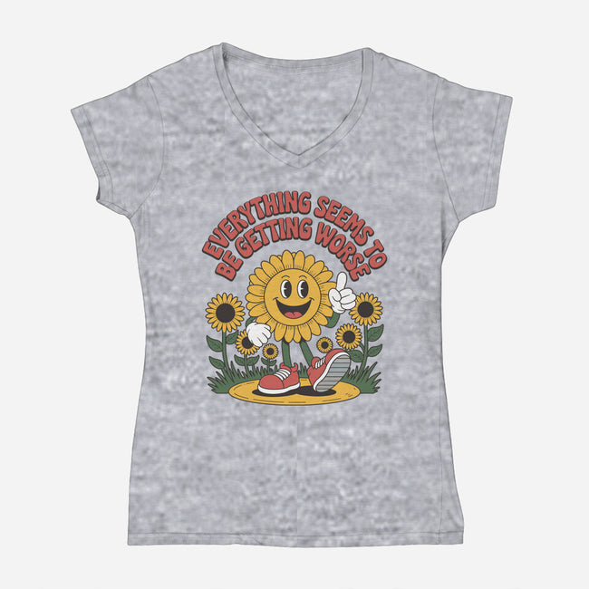 Everything Seems To Be Getting Worse-Womens-V-Neck-Tee-RoboMega