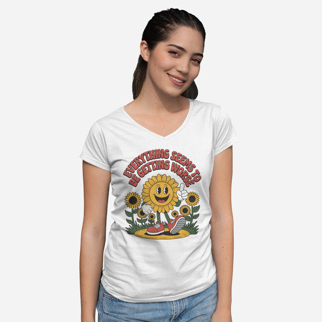 Everything Seems To Be Getting Worse-Womens-V-Neck-Tee-RoboMega