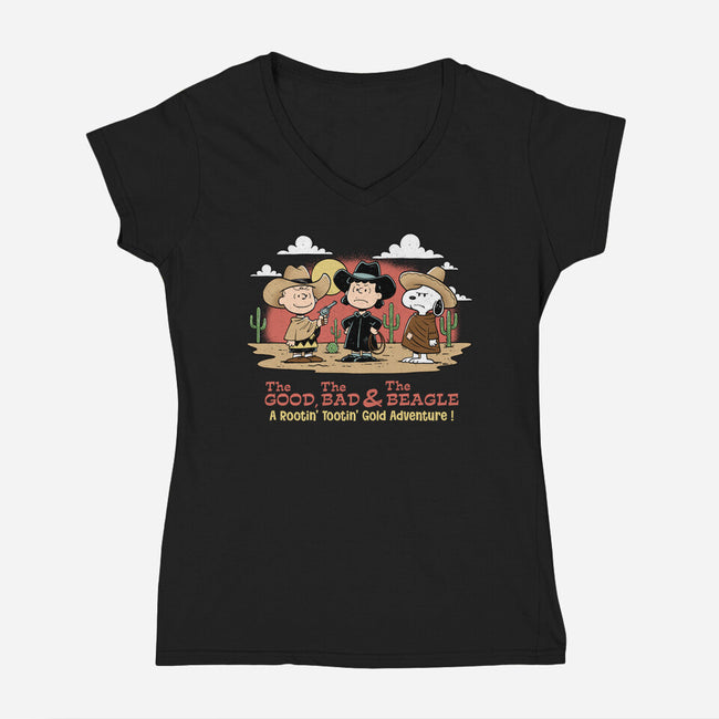 Good Bad And The Beagle-Womens-V-Neck-Tee-P1yu5h