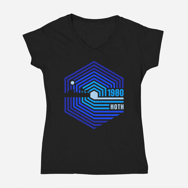 Retro Hoth-Womens-V-Neck-Tee-rocketman_art