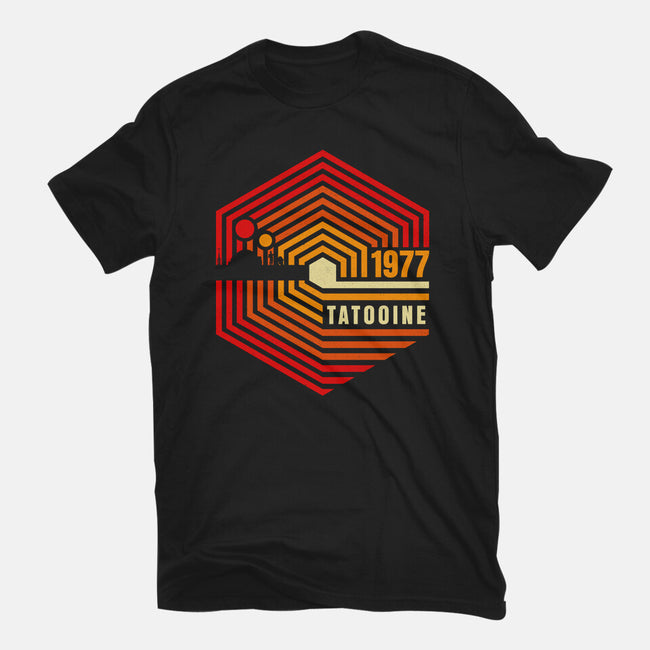 Retro Tatooine-Womens-Fitted-Tee-rocketman_art