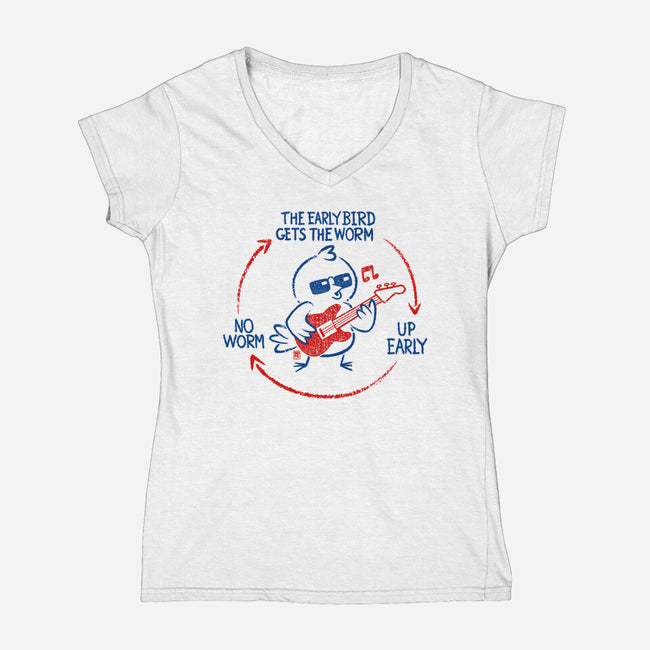 The Early Bird Gets The Worm-Womens-V-Neck-Tee-worlddominationforcats