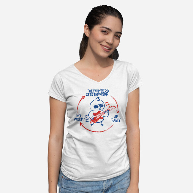 The Early Bird Gets The Worm-Womens-V-Neck-Tee-worlddominationforcats