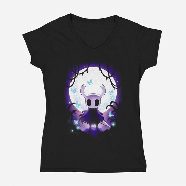 Hollow Moon-Womens-V-Neck-Tee-BlancaVidal