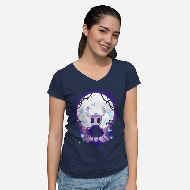 Hollow Moon-Womens-V-Neck-Tee-BlancaVidal