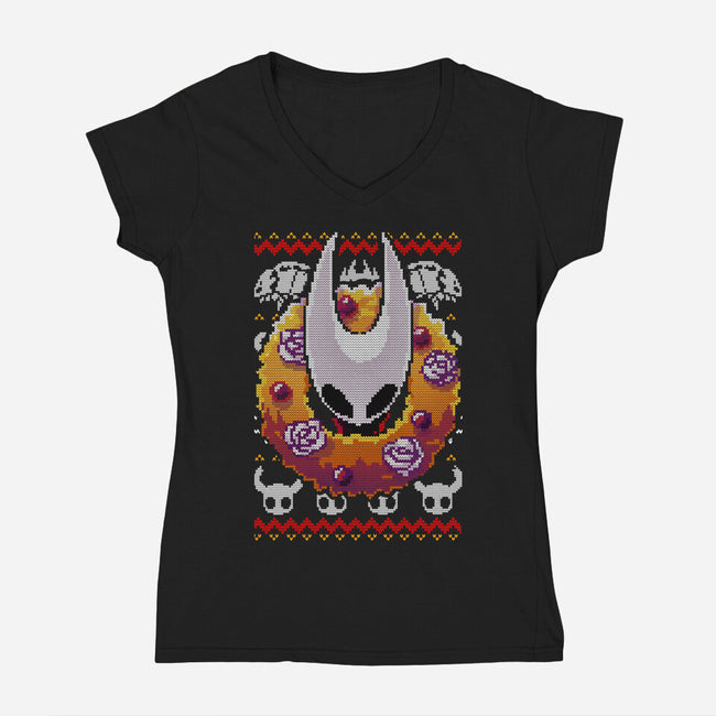 Silk Christmas Night-Womens-V-Neck-Tee-BlancaVidal