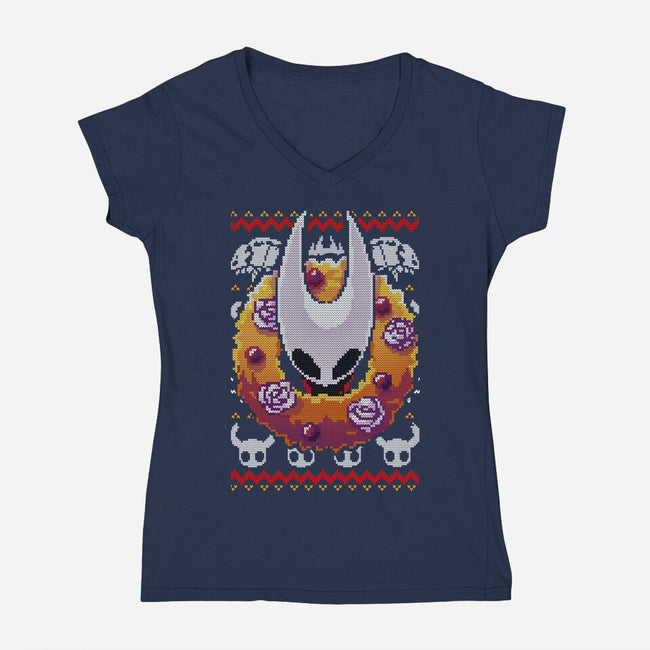 Silk Christmas Night-Womens-V-Neck-Tee-BlancaVidal