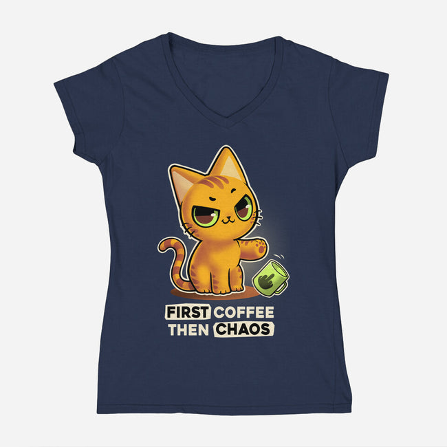 Coffee And Chaos-Womens-V-Neck-Tee-BlancaVidal