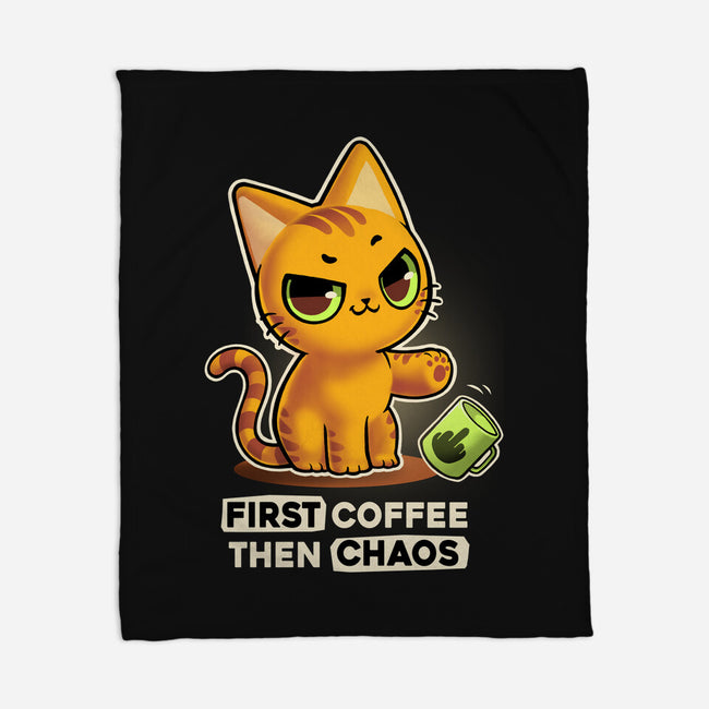 Coffee And Chaos-None-Fleece-Blanket-BlancaVidal