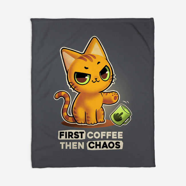 Coffee And Chaos-None-Fleece-Blanket-BlancaVidal