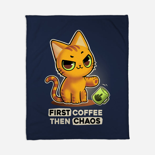 Coffee And Chaos-None-Fleece-Blanket-BlancaVidal