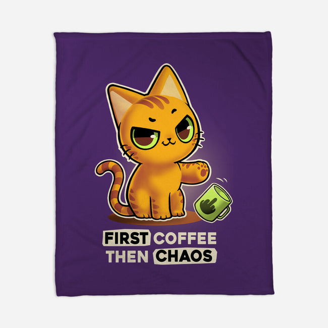 Coffee And Chaos-None-Fleece-Blanket-BlancaVidal