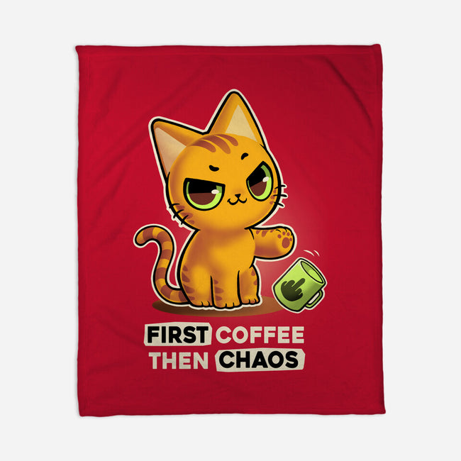 Coffee And Chaos-None-Fleece-Blanket-BlancaVidal