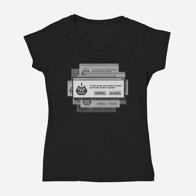 Alert Cat-Womens-V-Neck-Tee-BlancaVidal