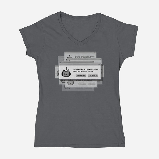 Alert Cat-Womens-V-Neck-Tee-BlancaVidal