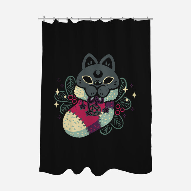 Gothic Cat Christmas Stocking-None-Polyester-Shower Curtain-xMorfina