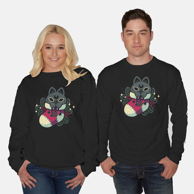 Gothic Cat Christmas Stocking-Unisex-Crew Neck-Sweatshirt-xMorfina