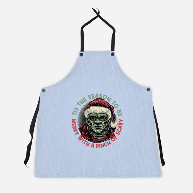 Merry With A Pinch Of Scary-Unisex-Kitchen-Apron-glitchygorilla