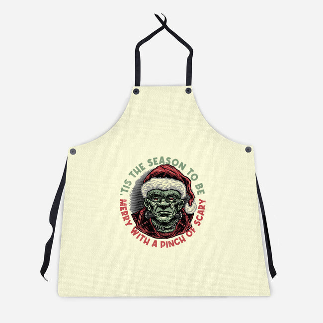 Merry With A Pinch Of Scary-Unisex-Kitchen-Apron-glitchygorilla