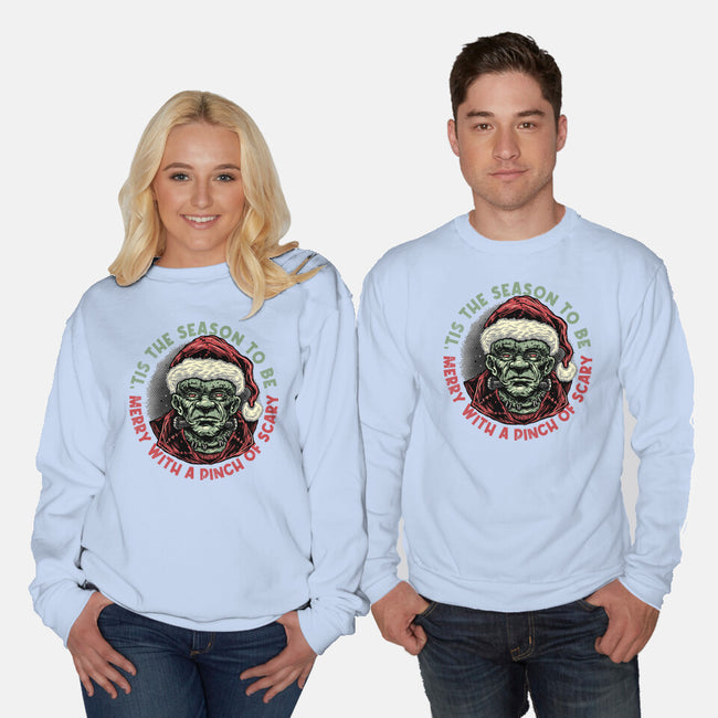 Merry With A Pinch Of Scary-Unisex-Crew Neck-Sweatshirt-glitchygorilla