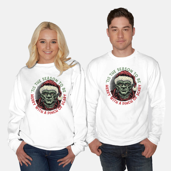 Merry With A Pinch Of Scary-Unisex-Crew Neck-Sweatshirt-glitchygorilla