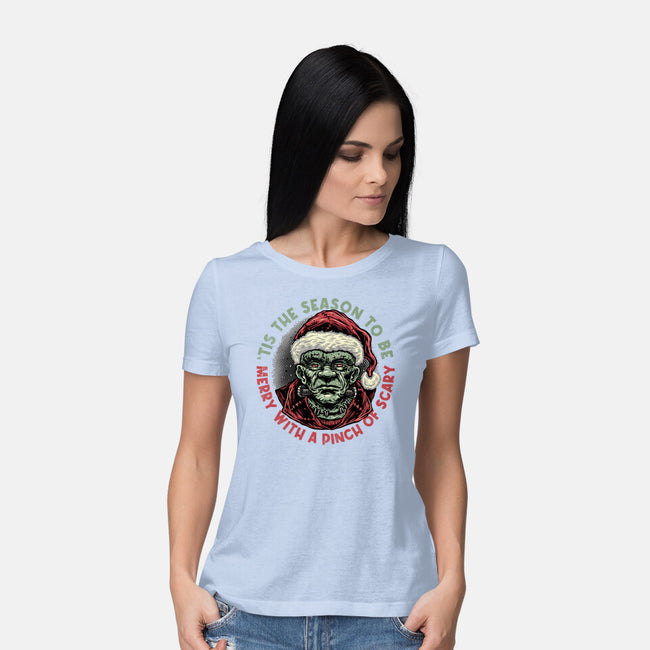 Merry With A Pinch Of Scary-Womens-Basic-Tee-glitchygorilla