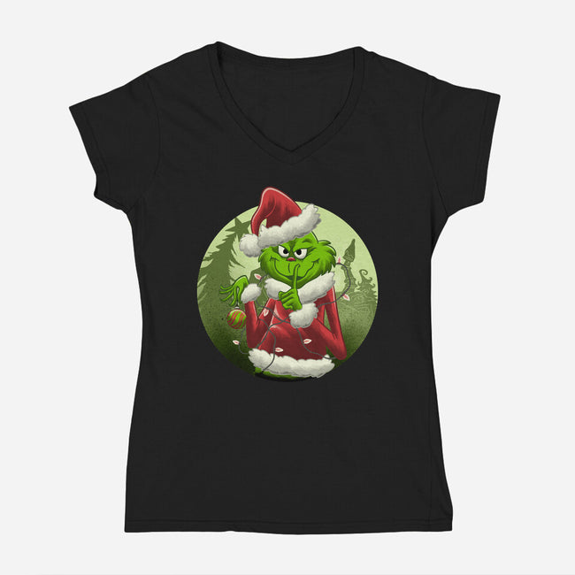 Christmas Stealer-Womens-V-Neck-Tee-rmatix